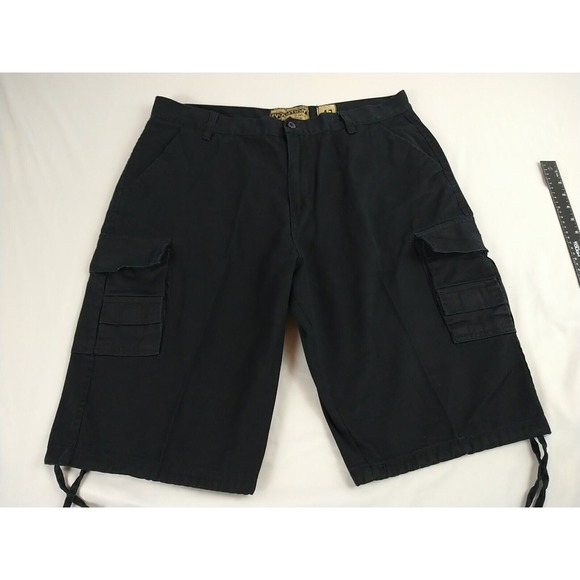 Evolution In Design Cargo Shorts Mens 42 Belted Black Pockets Comfort Beach - Picture 1 of 14